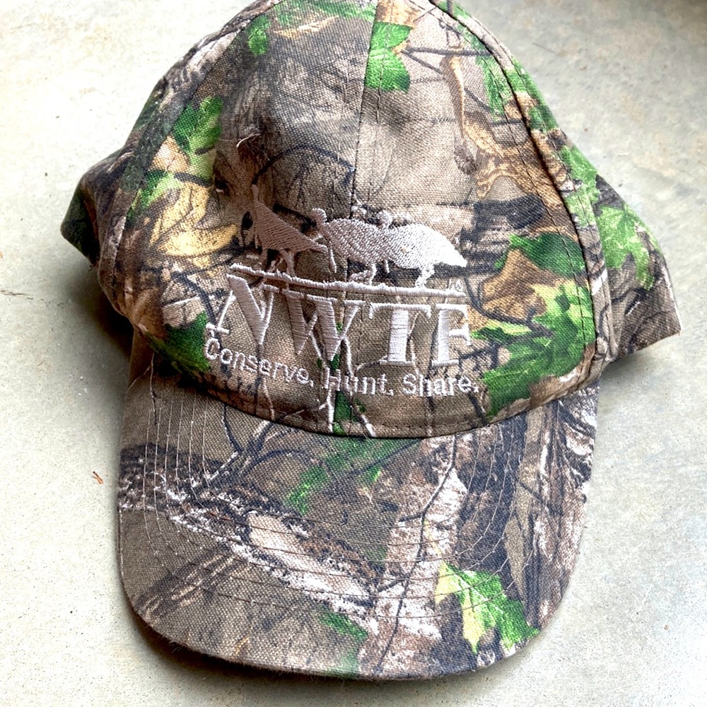 Realtree cap. National wild Turkey federation. Camo youth hat adjusts. NTWF